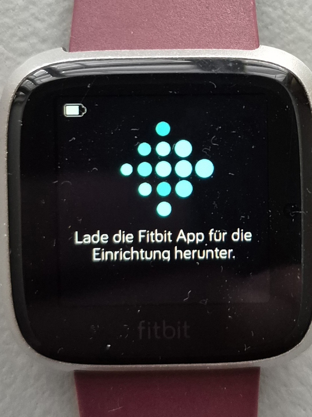 Fitbit Versa Lite Burgundy Band Smartwatch with Silver Case